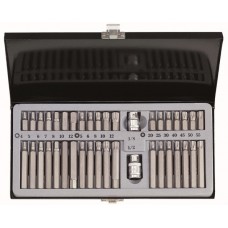 3/8 и 1/2 Набор бит 6-гр., Torx, Spline 40 пр. с отверстием (металлический кейс) (4401T)