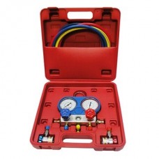 Манометрический коллектор со шлангами и быстросъемными переходниками для заправки фреона R134a