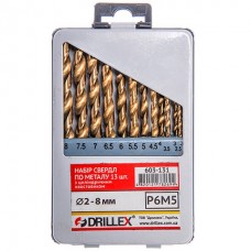 Набор сверл по металлу Р6М5 13шт. титан. 2,0-8,0мм