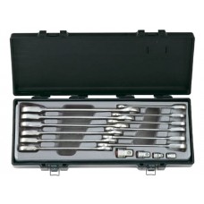 Набор ключей рожково-накидных трещоточных, прямых+адаптеры 16 пр. (8-19 мм) (5164)