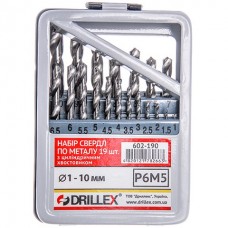 Набор сверл по металлу Р6М5 19шт. 1,0-10,0мм