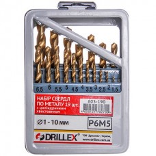 Набор сверл по металлу Р6М5 19шт. титан 1,0-10,0мм